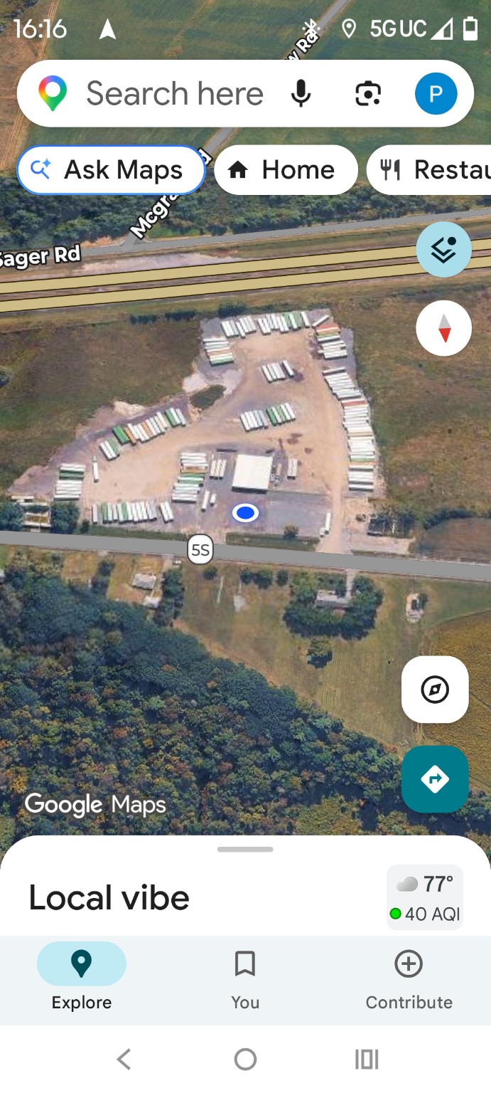 Aerial map view of the 1961 State Route 5S facility