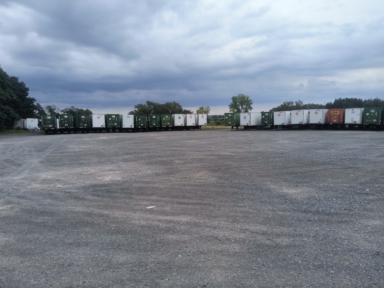 Large open truck and trailer parking area